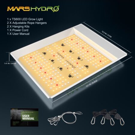 Mars Hydro TS 600 is an introductory LED grow light with a low upfront cost and good results, for novices who are interested in growing indoor